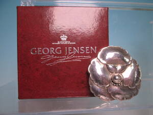 ☆GEORGE JENSEN ジョージジェンセン 113 SILVER フラワーブローチ 13,07g 共ケース 正規品