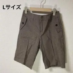 レディース　ハーフパンツ　ブラウンチェック　薄手　春夏物　Lサイズ 692