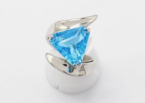 Pt900 ブルートパーズ ダイヤモンド リング 6.61ct 9号 9.2g 指輪 アクセサリー ジュエリー z23-3348 中古品 z_j