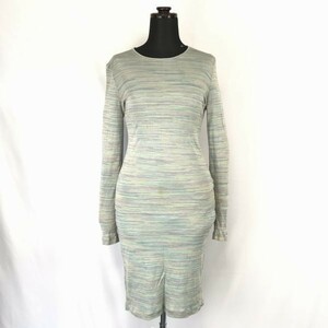 イタリア製★MISSONI SPORT/ミッソーニ★上下セットアップ/タイトスカート/長袖【42/L～XL/オリーブ系/ボーダー】◆XBF760