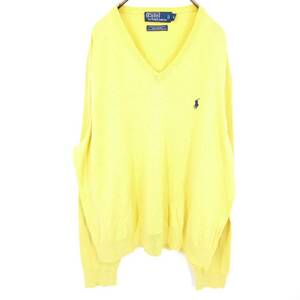 XL Polo by Ralph Lauren ニット ポロラルフローレン Vネック イエロー 長袖 リユース ultralto sw0344