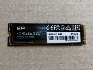 シリコンパワー SSD 512GB 3D NAND M.2 2280 PCIe3.0×4 NVMe1.3 SP512GBP34A60M28