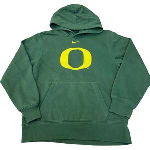 NIKE OREGON スウェット パーカー youth L 150cm程度 グリーン ナイキ オレゴン センタースウォッシュ ロゴ 刺繍 大学 カレッジ トレーナー