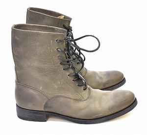 SAK （サク） Lace-up Boots Carf レースアップ ブーツ 編み上げ 42 BROWN KHAKI RYUSAKU HIRUMA レザー 本革 昼間 カーフ GUIDI