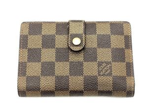 0c1k41W035 LOUIS VUITTON ダミエ ポルトモネビエ ヴィエノワ がま口 二つ折り 財布 ウォレット ブラウン系 ルイヴィトン