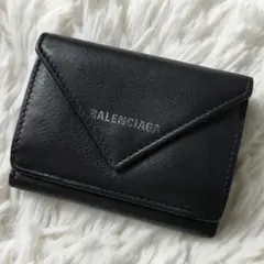 美品✨ BALENCIAGA ペーパーミニウォレット 三つ折り 財布 ブラック