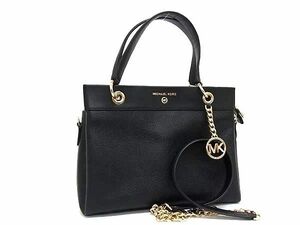 1円 ■美品■ MICHAEL KORS マイケルコース レザー 2WAY ハンドバッグ ショルダーバッグ クロスボディ レディース ブラック系 FC9869