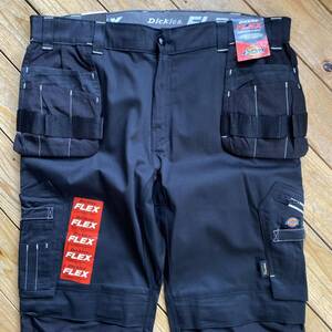 新品 デッドストック Dickies ディッキーズ FLEX Universal Holster Knee Pad Trousers カーゴパンツ メンズ 40×32 ブラック ワーク P0815