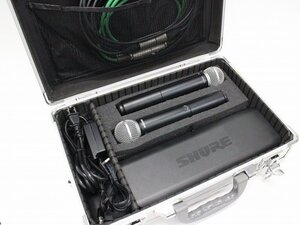 ■□SHURE SM58/BLX1JB/BLX88 ダイナミックマイク 2本 シュアー 送信機/受信機/XLRケーブル3本/ハードケース付□■027877002m□■