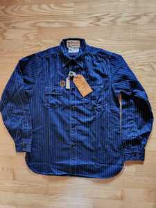 　送料込★東洋　SUGAR CANE シュガーケーン　SC25551 8.5oz WABASH STRIPE WORK SHIRT ウォバッシュ長袖ワークシャツ ネイビー　L　