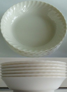 700【食器】Fashion Bone China/山加/深皿 ホワイト プレート 縁レース×６枚セット/19×4.2cm