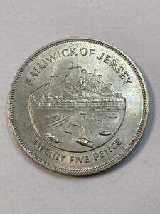 エリザベス女王2世　1952-1977　BAILIWICK OF JERSEY 25ペンス　外国銭　イギリス硬貨　レトロ　コレクション　アンティーク