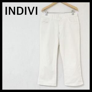 INDIVI インディヴィ クロップドパンツ スリット コットン ホワイト L