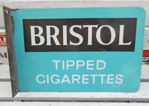  ●　イギリス BRISTOL ホーロー 両面 看板 TIPPED CIGARETTES タバコ ビンテージ 琺瑯 ほうろう 