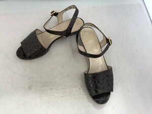 【SALVATORE FERRAGAMO】サルバトーレフェラガモ　レディス　サンダル　ダークブラウン　6　1/2（約23cm）　ヒール　3.5cm　SY02-FGB