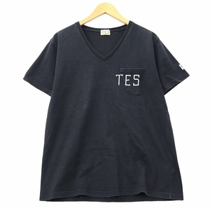エンドレスサマー The Endless Summer TES FH-6574335 Vネック 半袖 コットン カットソー Tシャツ M ブラック