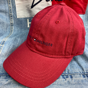 USA正規品 トミーヒルフィガー TOMMY HILFIGER レザーストラップバック キャップ 帽子 ローキャップ Wine クラシックロゴ サイズ調節可