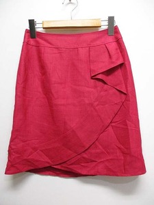 クイーンズコート QUEENS COURT 台形 スカート 1 濃ピンク 薄手 ひざ丈 裏地付き 日本製 レディース