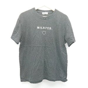 ◇ milkfed. ミルクフェド クルーネック ワンポイント カジュアル シンプル 半袖 Tシャツ サイズone ブラック レディース E