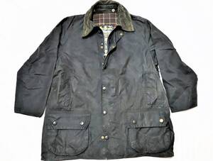 希少!旧裏地 96年製 バブアー 英国製 barbour ビューフォート BEAUFOUT 3ワラント42 ミディアムウエイトオイルドジャケット ネイビー