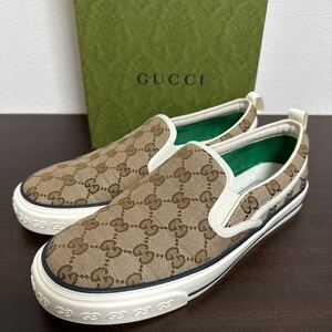 【極美品】GUCCI グッチ TENNIS 1977 GGキャンバス スリッポン ローファー size 6 1/2 スニーカー