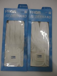 ■【お買い得】PRGR DRY HAND　プロギア ドライハンド メンズグローブ x 2枚【25cm/ホワイト】DH-203