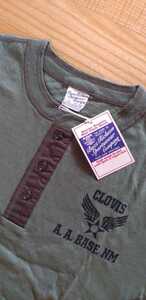 SALE ! 送料込★東洋 BuzzRickson′s バズリクソンズ BR77268 半袖ヘンリーネックTシャツ　CLOVIS A.A.BASE.NM オリーブ　S