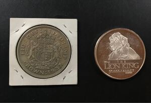 イギリス銀貨 1937年　Disney ディズニー THE LION KING 5tn ANNIVERSARY 記念メダル 1994-1999 27-33