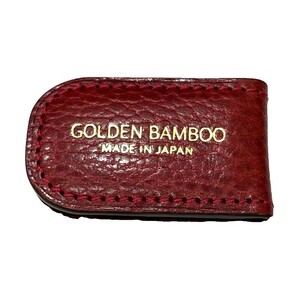 GOLDEN BAMBOO ゴールデンバンブー マネークリップ レッド 牛革 メンズ レザー 札ばさみ 【未使用】 52409K82