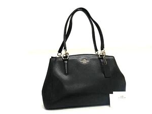 1円 ■美品■ COACH コーチ F36637 クリスティ キャリーオール レザー 2WAY ハンドバッグ トート ショルダー 斜め掛け ブラック系 BI8892