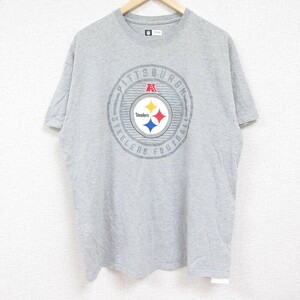 XL/古着 半袖 Tシャツ メンズ NFL ピッツバーグスティーラーズ クルーネック グレー 霜降り アメフト スーパーボウル 24may24 中古