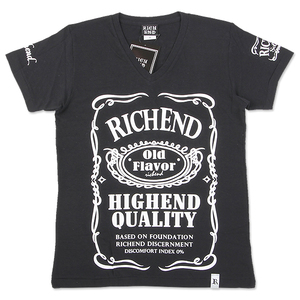RICHEND/リッチエンド VネックＴシャツ【HYBRID V】ブラック×ホワイト（サイズ：M） アメージング 服 黒 白 ストリート セレブ ミディアム