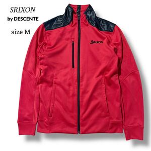 極美品 SRIXON DESCENTE ジップアップ ジャケット ストレッチ GOLF ゴルフ ウェア スリクソン デサント 赤 黒 メンズ サイズ M