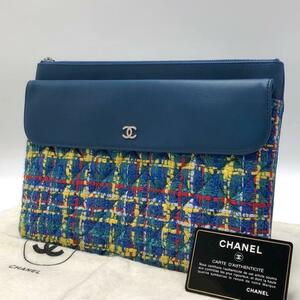 ［極美品］CHANEL シャネル ココマーク　マトラッセ　ツイード　レザー　クラッチバッグ ポーチ　セカンドバッグ　レディース