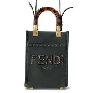 フェンディ ハンドバッグ サンシャイン ショッパー スモール レザー パイソン 8BS051 FENDI 2way 黒