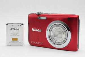 【返品保証】 ニコン Nikon Coolpix A100 レッド 5x Wide バッテリー付き コンパクトデジタルカメラ v4381