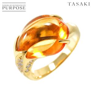 タサキ TASAKI 12号 リング シトリン ダイヤ 0.18ct K18 YG イエローゴールド 750 指輪 田崎真珠 Citrine Ring 90244194