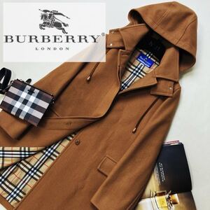 h42 未使用級【ほっこりダッフル】参考価格12万●BURBERRY BULL LABEL●〜高級ダッフルコート バーバリーコート レディース メガチェック