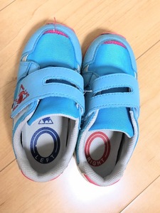 美品☆le coq sportif☆水色☆17cm☆スニーカー★ルコック 