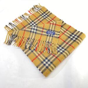 1円～ 6T60781224 BURBERRY バーバリー カシミヤ 100％ ノバチェック マフラー ベージュ系 中古品 ブランド品