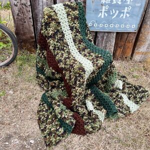 【USA vintage】Granny Blanket Army Color グラニーブランケット　アーミーカラー　迷彩　アメリカ　ビンテージ