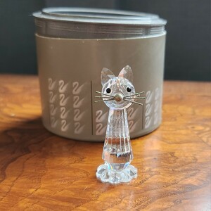 SWAROVSKI スワロフスキー 置物 猫 ネコ　クリスタル 箱付属　保証書　ビンテージ