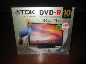 TDK　録画用DVD-R　デジタル放送録画対応（CPRM）1-16倍速対応　120分　10枚　型番：DR120DPWC10UE