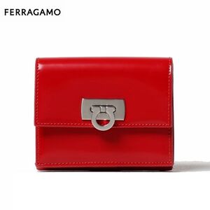 さらに値下げ【9.5万新品】フェラガモ FERRAGAMO 2つ折り財布 220434 760660 ワンダ FLAME RED ガンチーニ 本物 SALE