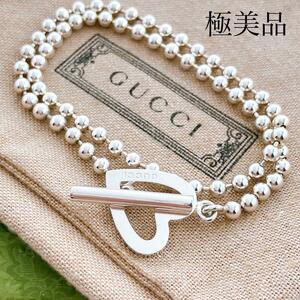 極美品＊グッチ GUCCI 925 ネックレス チョーカー シルバー Y416 レディース メンズ ブレスレット アクセサリー ボールチェーン