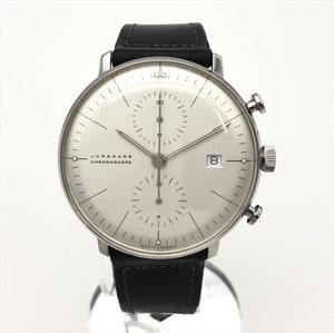 ユンハンス JUNGHANS クロノスコープ マックス・ビル 腕時計 シルバー文字盤 稼働品 メンズ