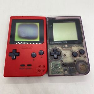 c*★中古品　 ゲームボーイポケット 本体 2点セット MGB-001 クリアパープル レッド Nintendo GAME BOY pocket★