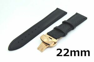 腕時計 ラバーベルト 黒 22mm Dバックル ピンクゴールド