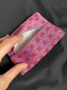 ハンドメイド　たたみへり　ティッシュケース　ポケット付　畳縁　handmade Japanese tatami edging brocade pocket tissue pouch 08