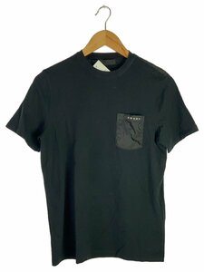 PRADA◆20年モデル/ナイロン切替ポケットTシャツ/XS/コットン/BLK/ACU1 2020 3474